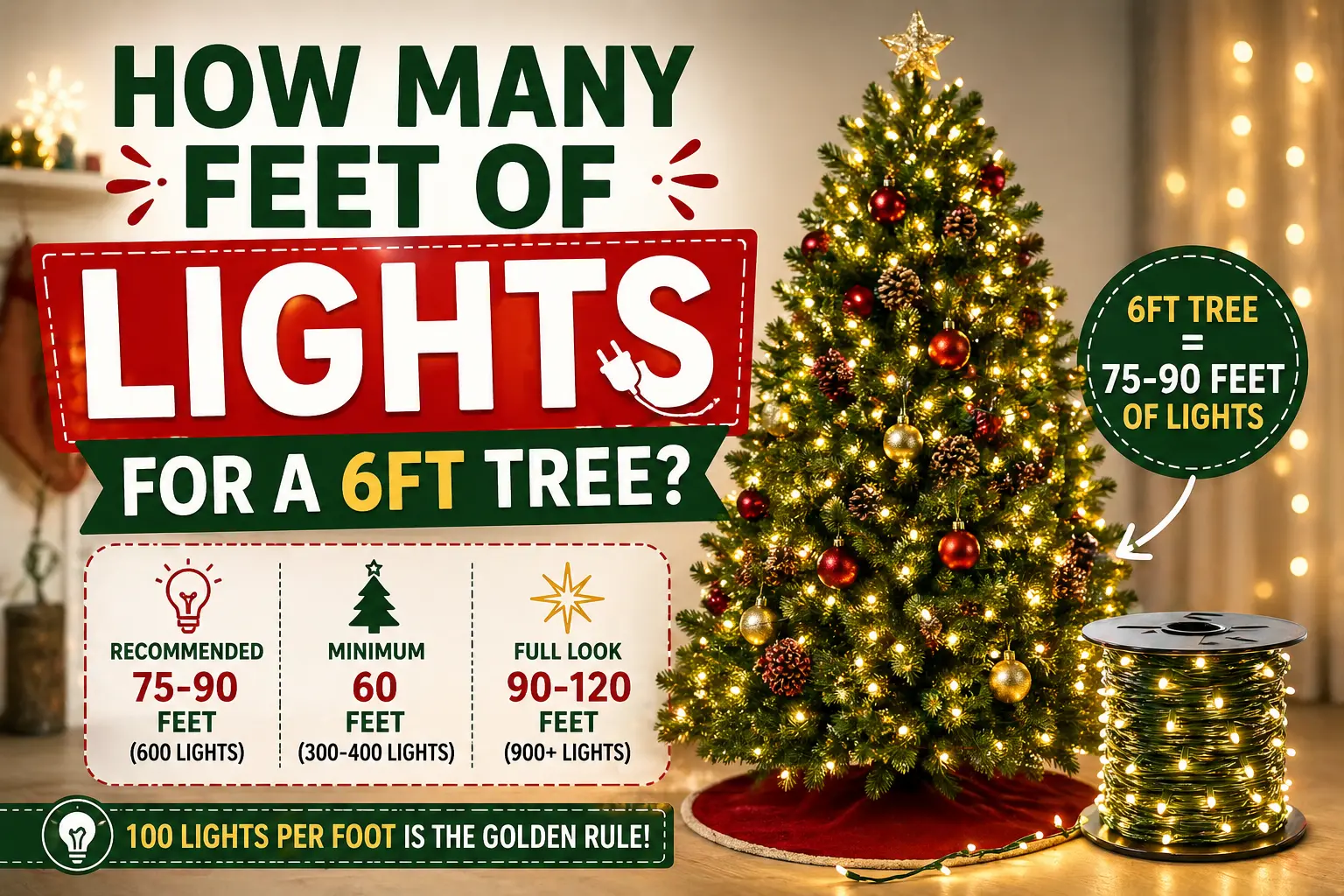 How Many Feet of Lights for a 6ft Tree