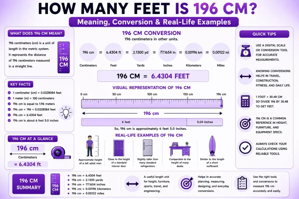 How Many Feet Is 196 cm