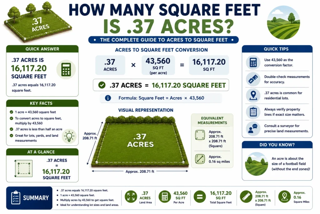 How Many Square Feet Is .37 Acres Complete Guide