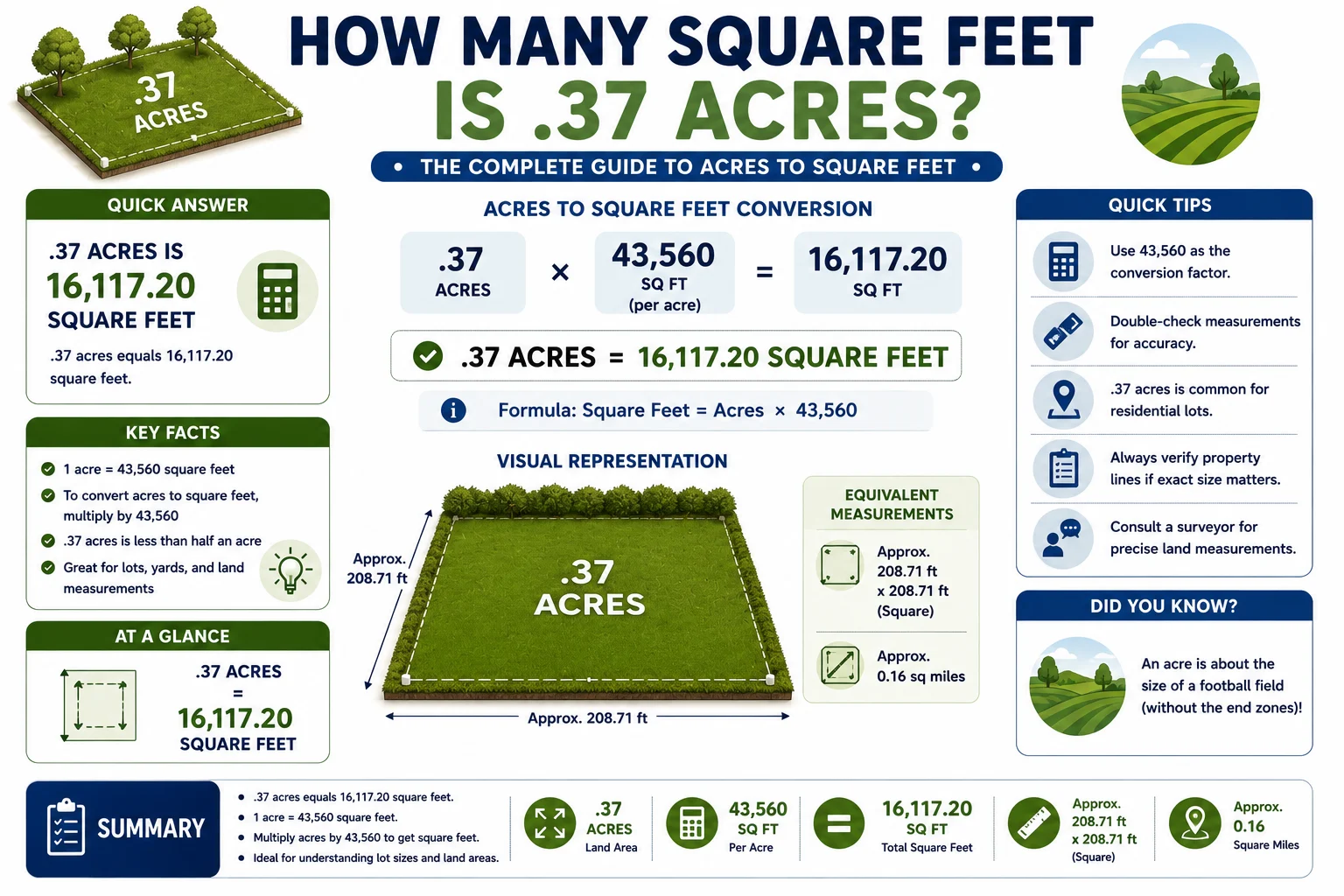 How Many Square Feet Is .37 Acres Complete Guide