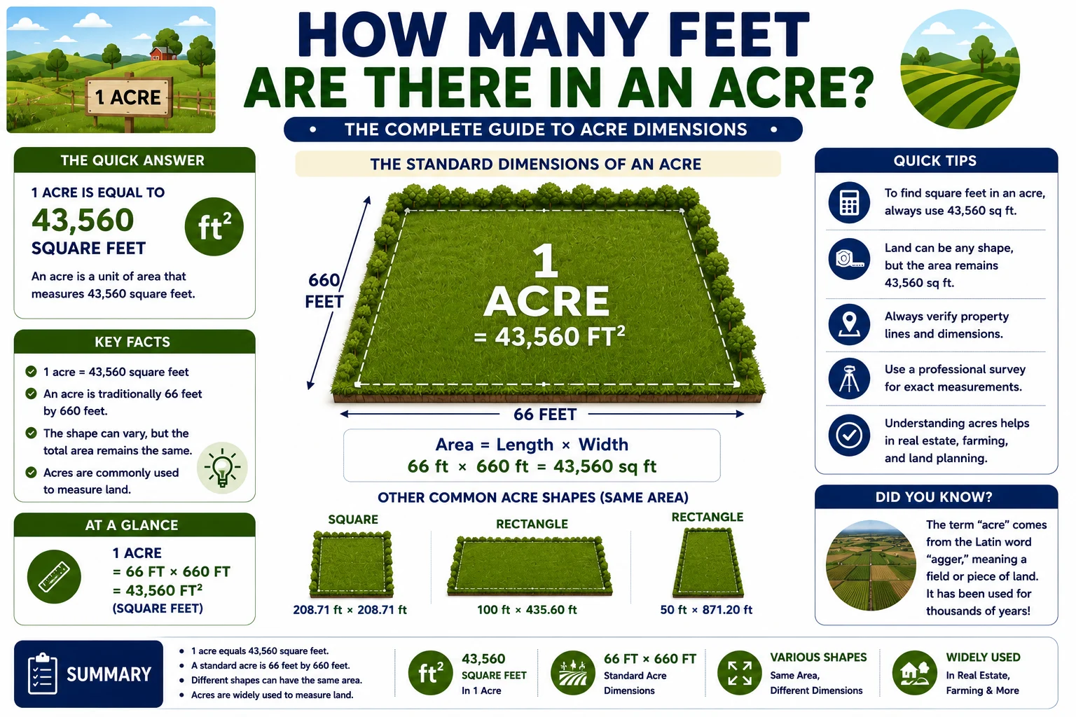 how many feet are there in an acre