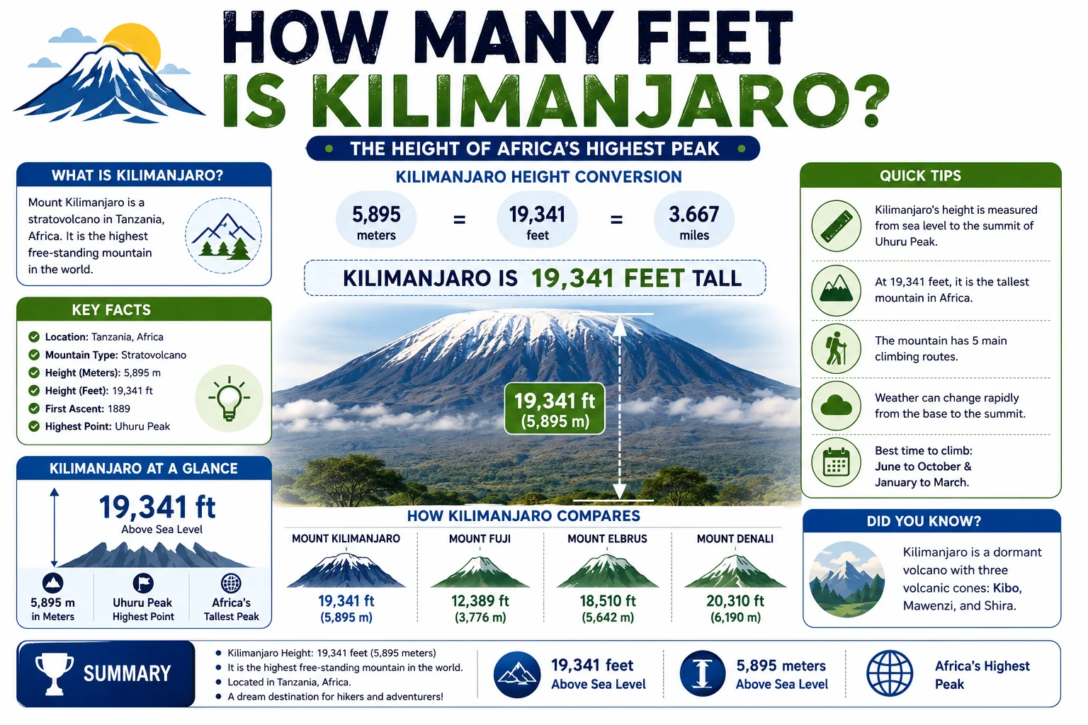 how many feet is kilimanjaro