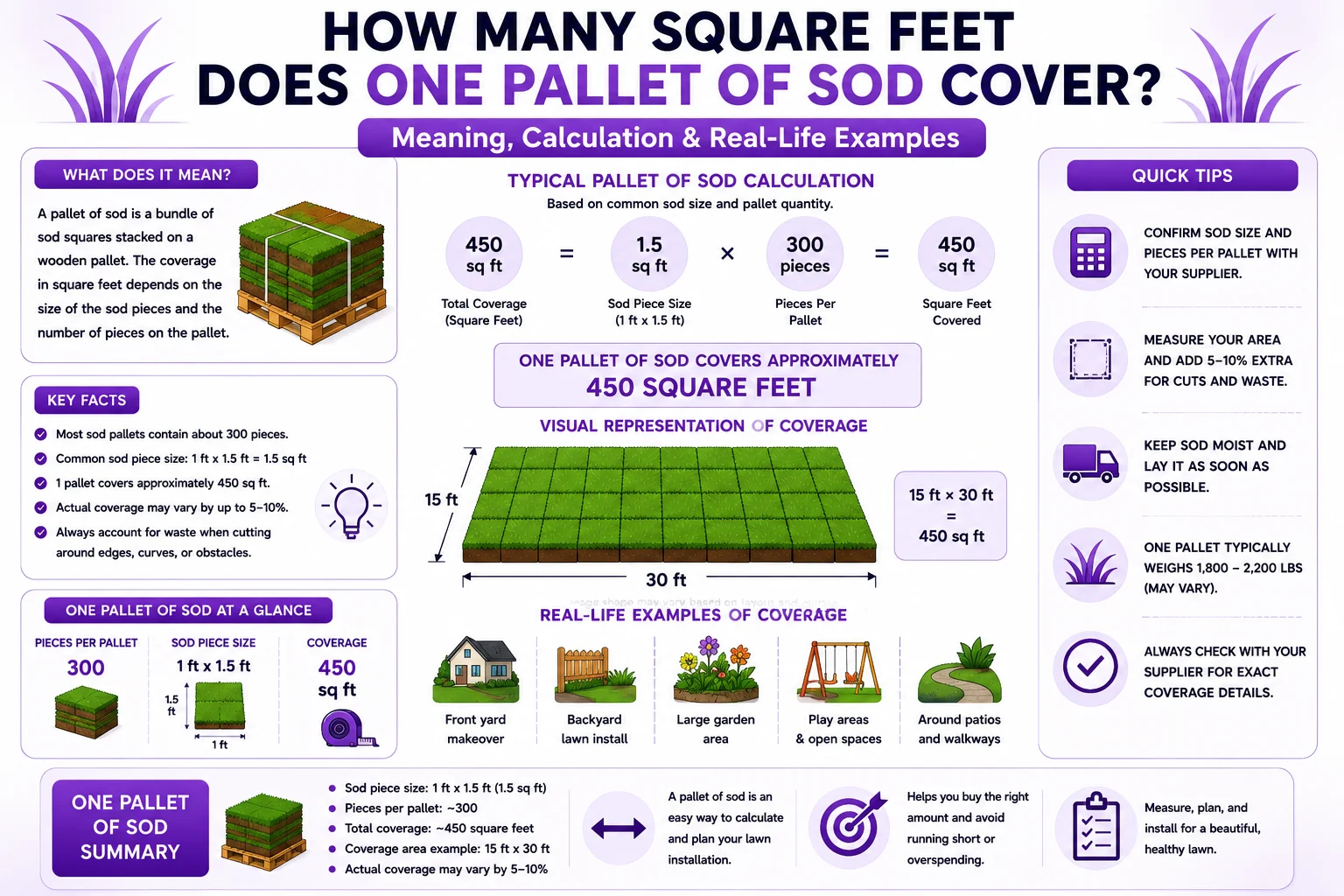 how many square feet does one pallet of sod cover