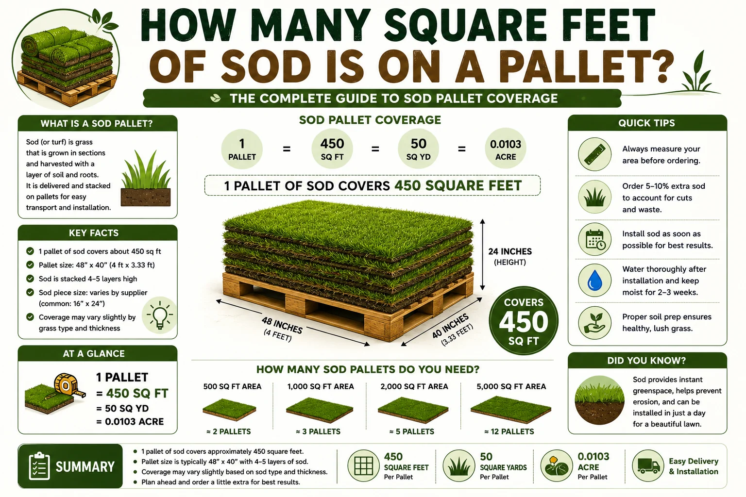 how many square feet of sod is on a pallet