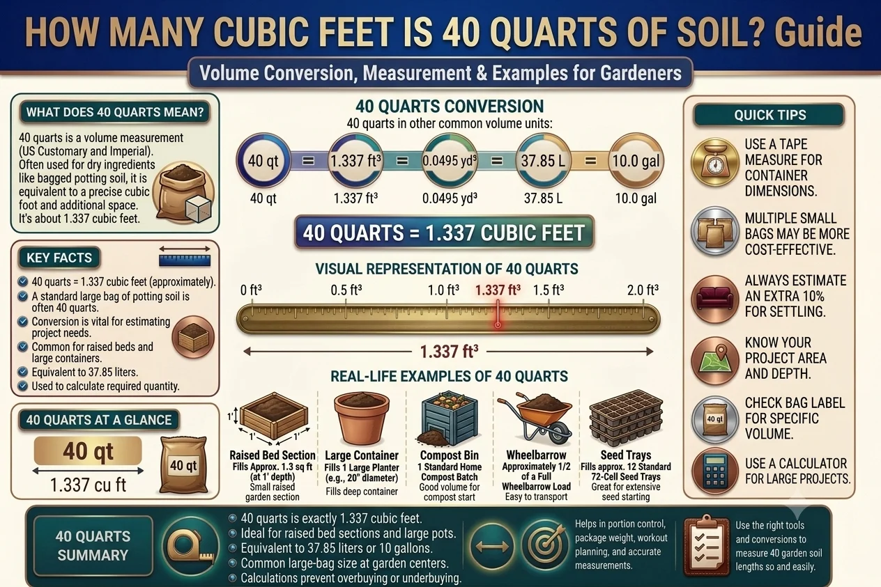how many cubic feet is 40 quarts of soil