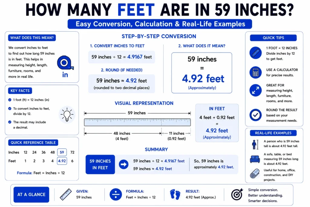 how many feet are in 59 inches