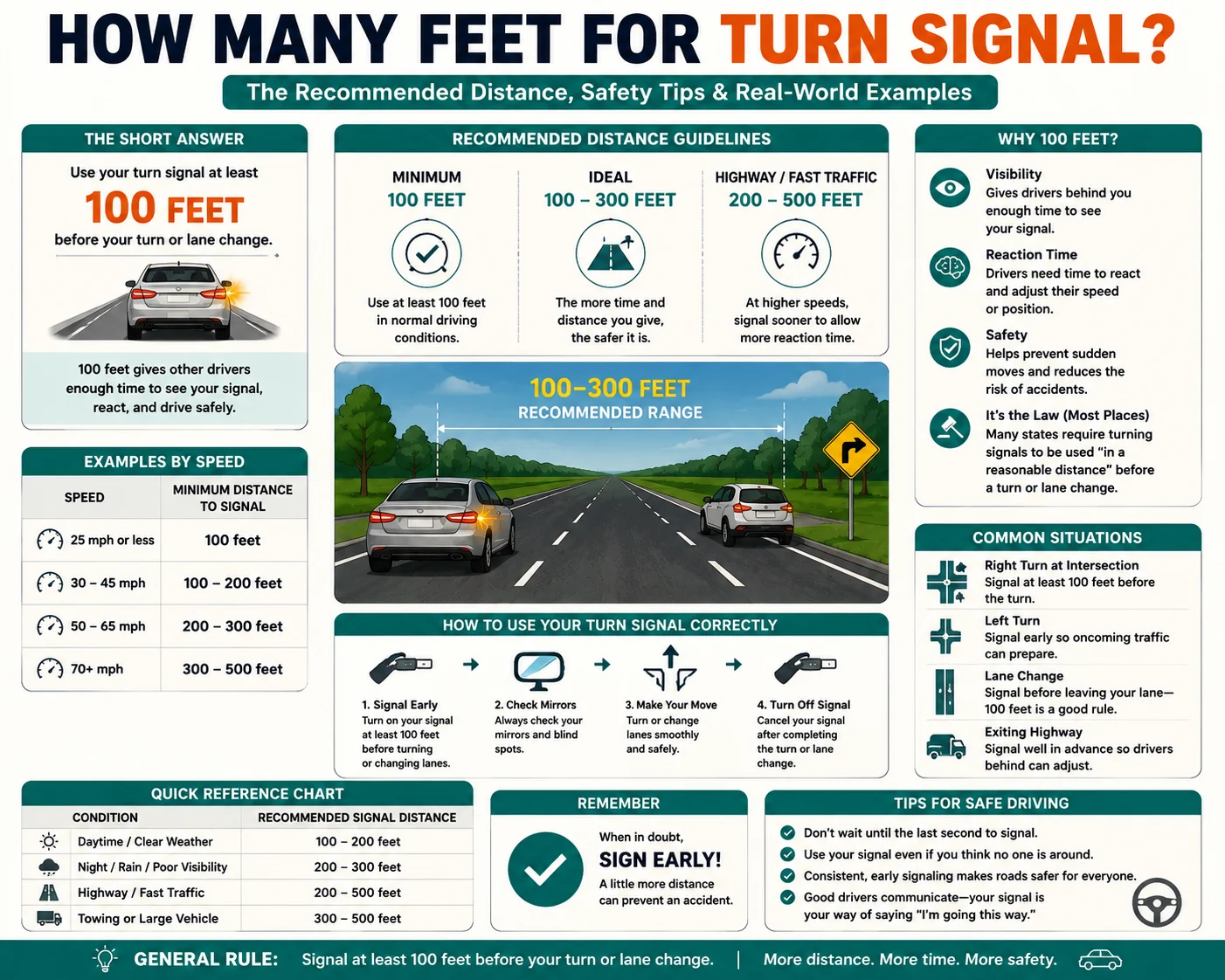 how many feet for turn signal