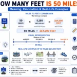 how many feet is 50 miles