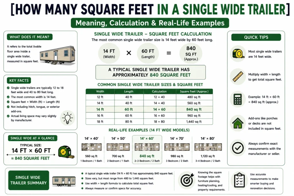 how many square feet in a single wide trailer