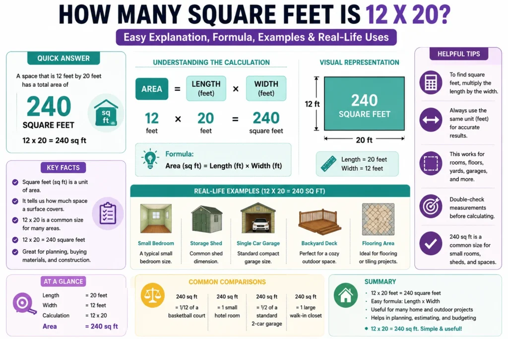 How Many Square Feet Is 12 x 20?