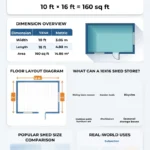 how many square feet is a 10x16 shed
