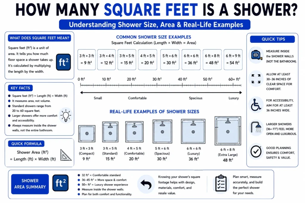 how many square feet is a shower
