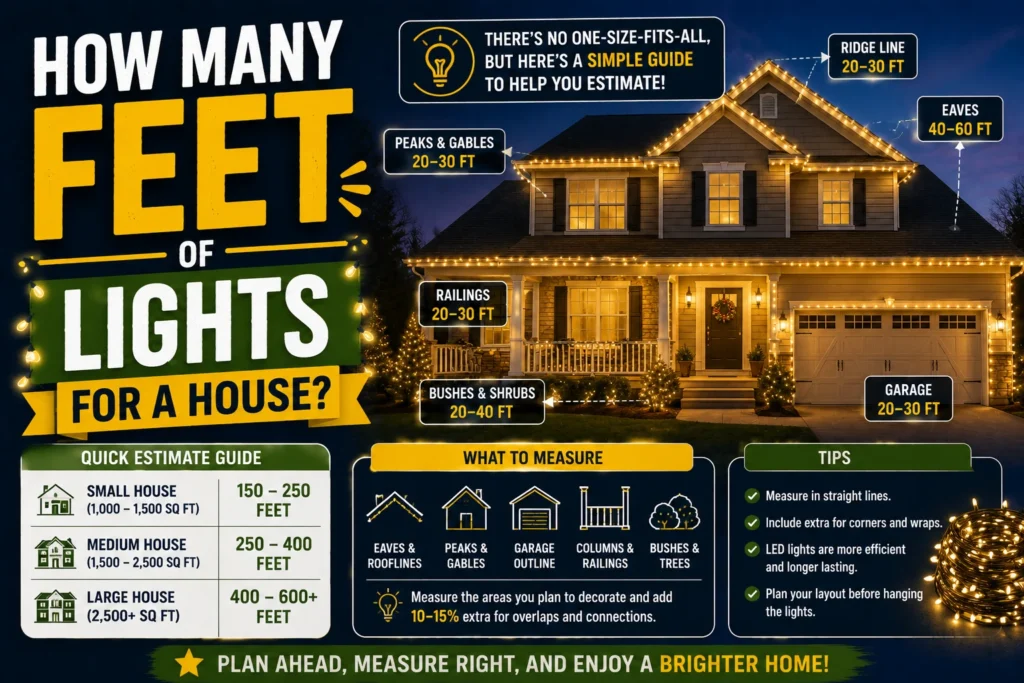 How Many Feet of Lights for a House