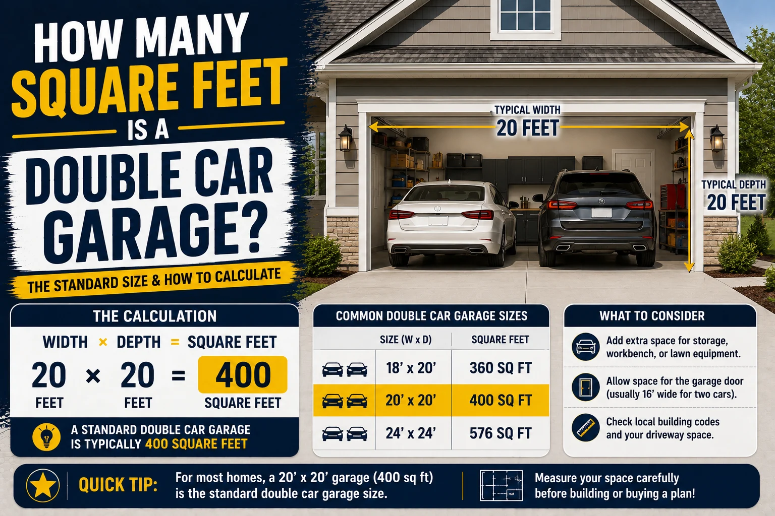 How Many Square Feet Is a Double Car Garage