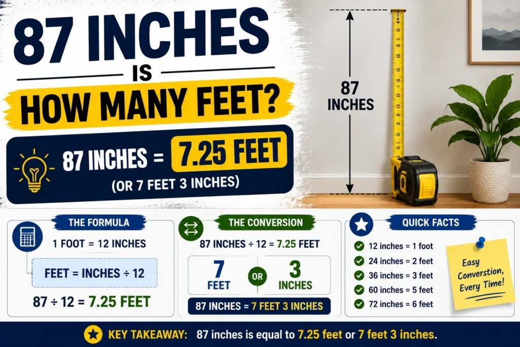 87 Inches Is How Many Feet