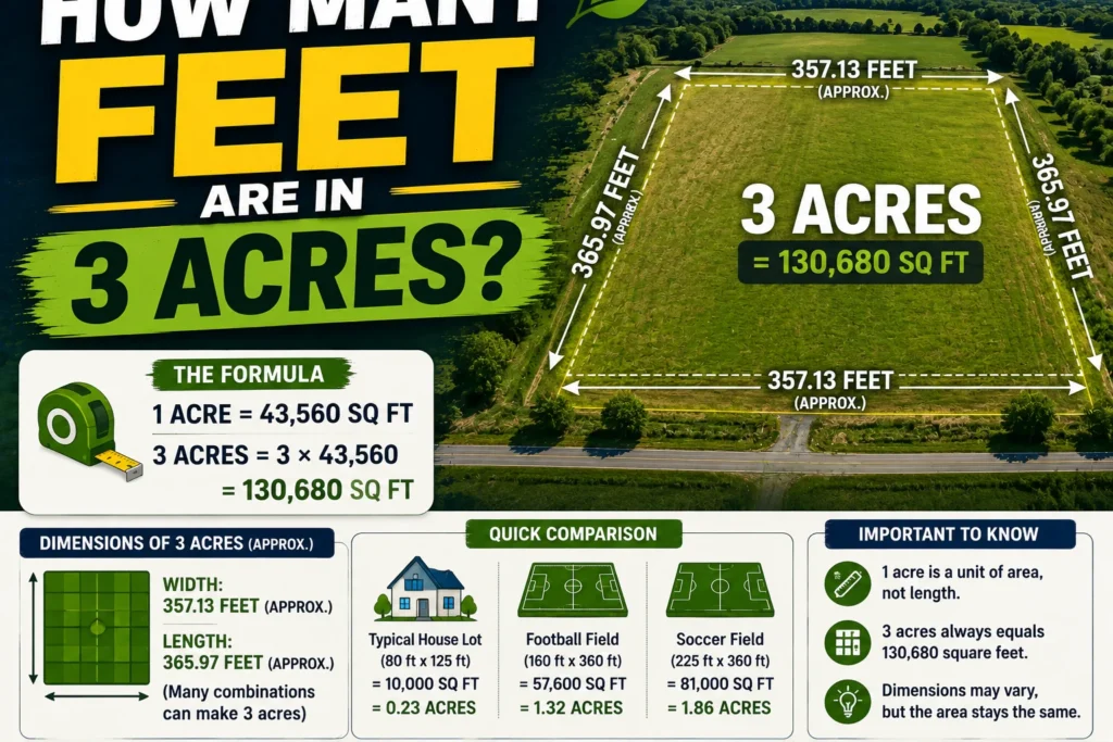 How Many Feet Are in 3 Acres
