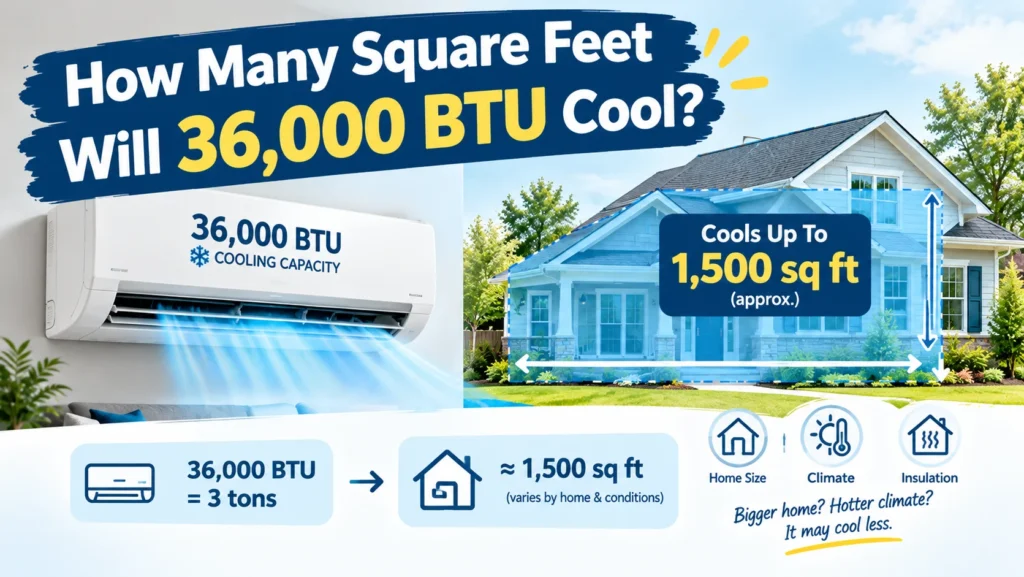 How Many Square Feet Will 36,000 BTU Cool