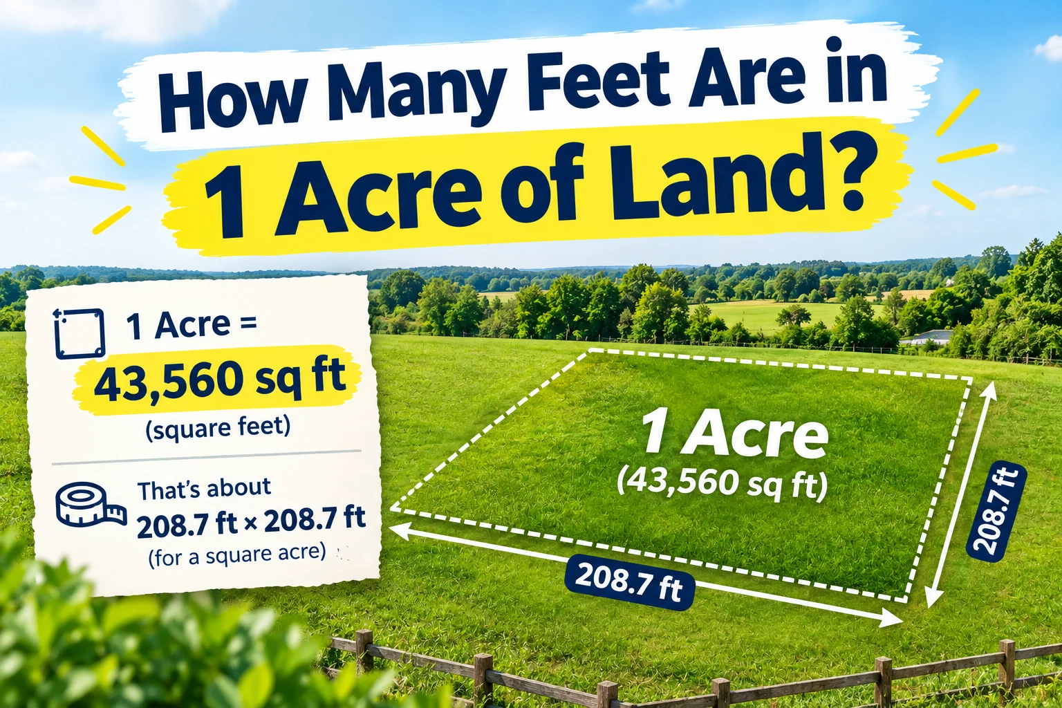 how many feet are in 1 acre of land