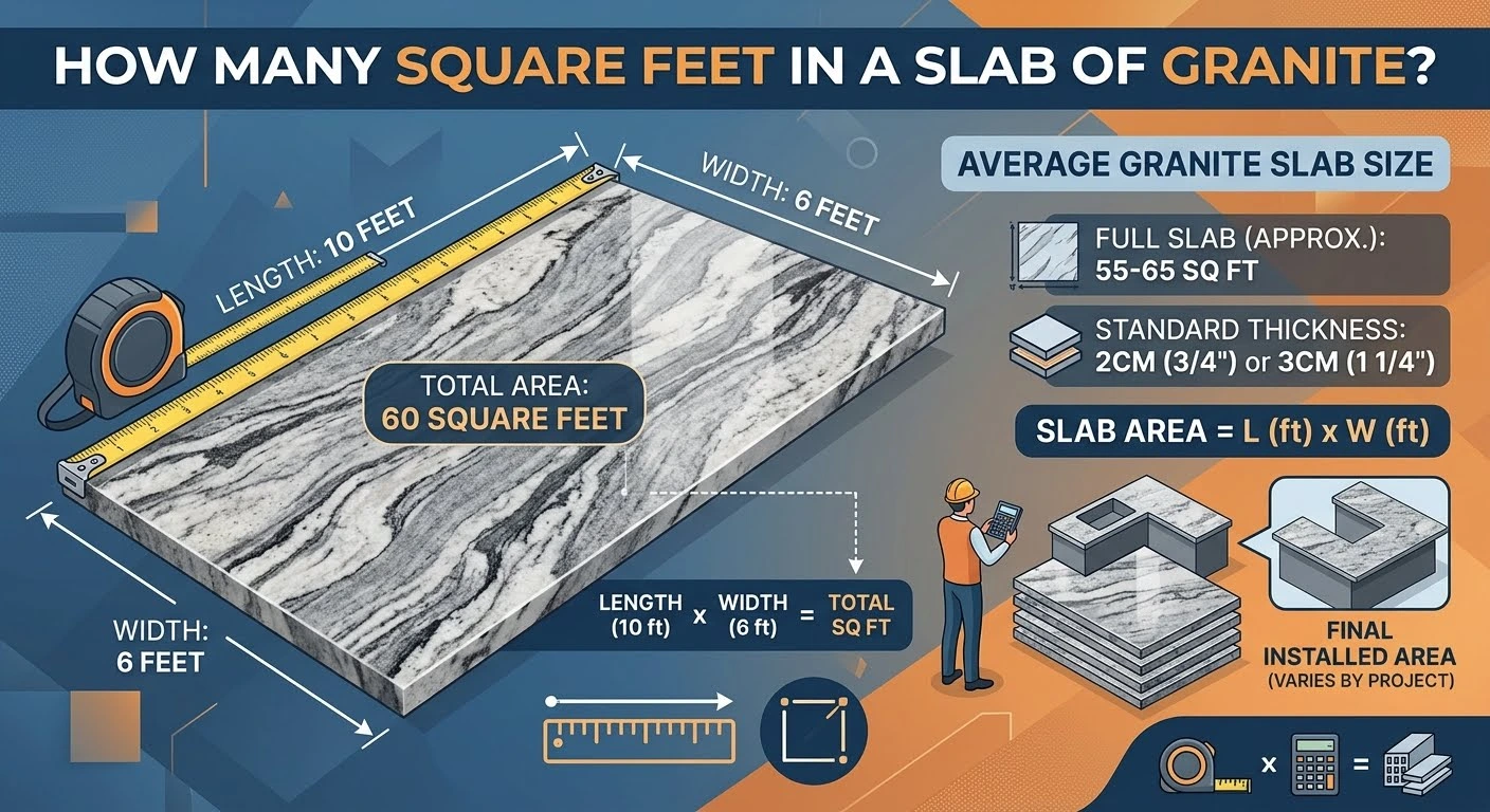 how many square feet in a slab of granite