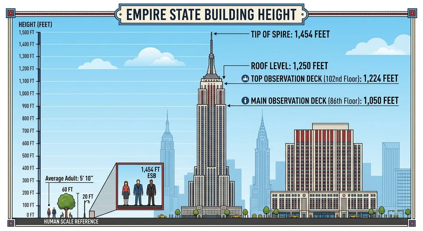 how many feet empire state building