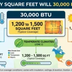 how many square feet will 30000 btu heat