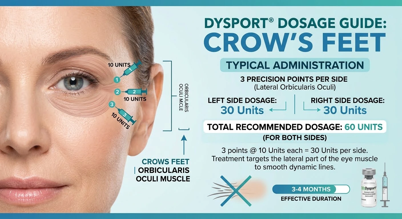how many units of dysport for crows feet